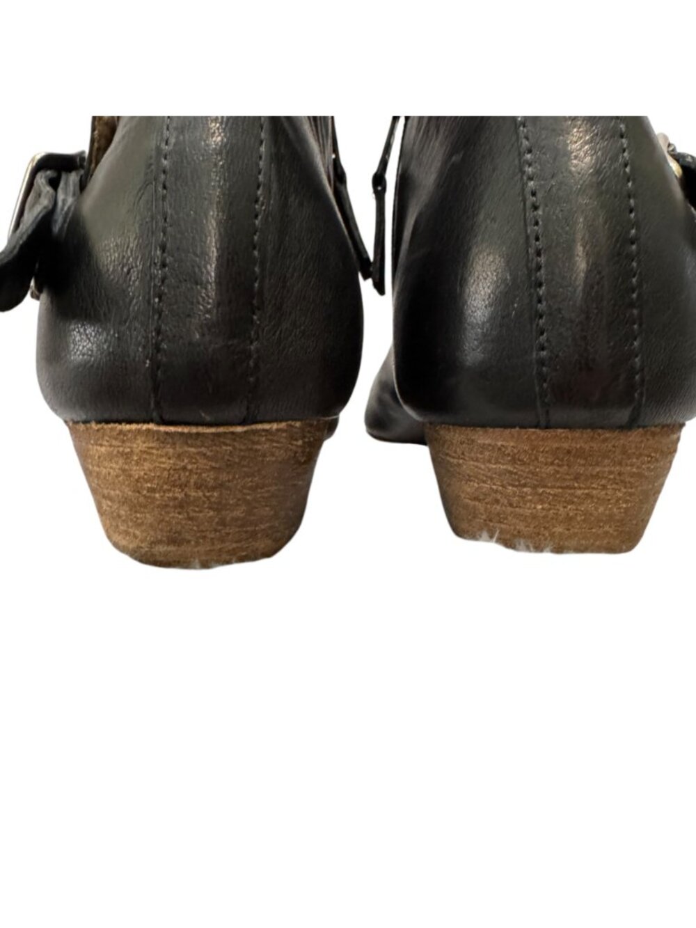Miz Mooz Colbie Sandals Size 38 Black Leather Wedge Stack Heels Casual Classic - Picture 9 of 9
